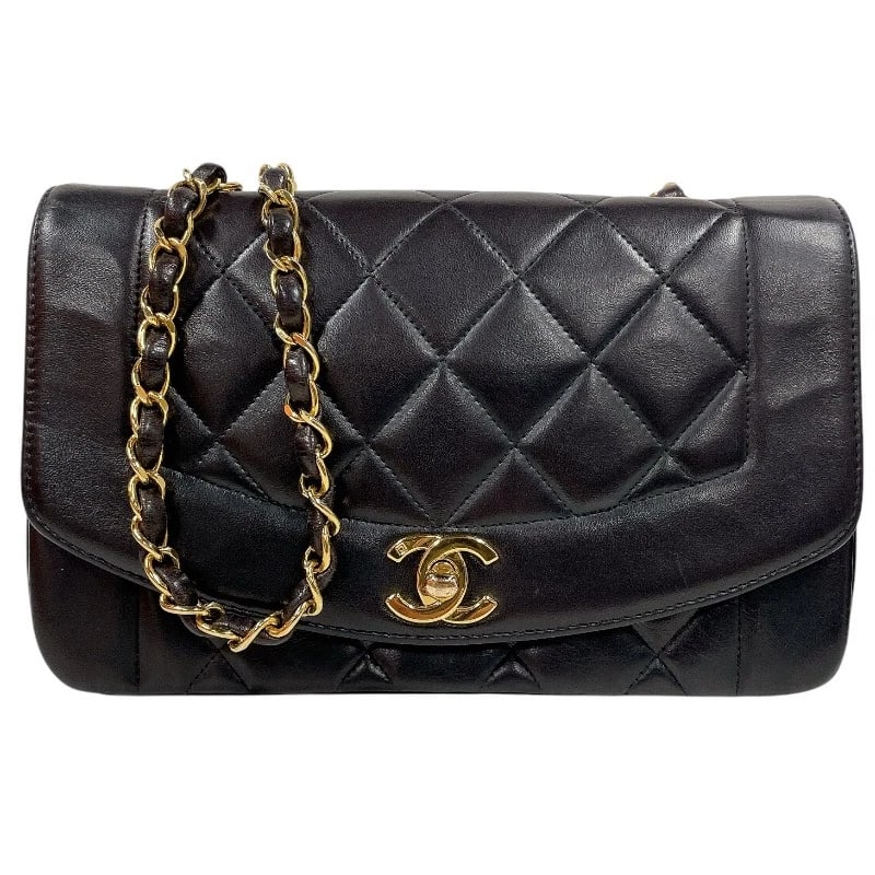 CHANEL DIANA 22 SHOULDER BAG: CHANEL Diana 22 Shoulder Bag Brand: CHANEL Type/Style: Shoulder Bag Material: Lamb leather Color: Black Gold Hardware Size: W8.7 x H5.5x D2.8inch Accessories: None Accessories Notice: When
