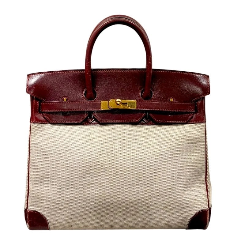 HERMES HAUT A COURROIES31 HANDBAG: HERMES HAUT A COURROIES31 Handbag Brand: HERMES Type/Style: Handbag Material: Boxcalf Toile Color: Rouge Ash Beige Size: W12.6 x H10.6x D6.3inch Accessories: None Accessories Notice: When purchasing