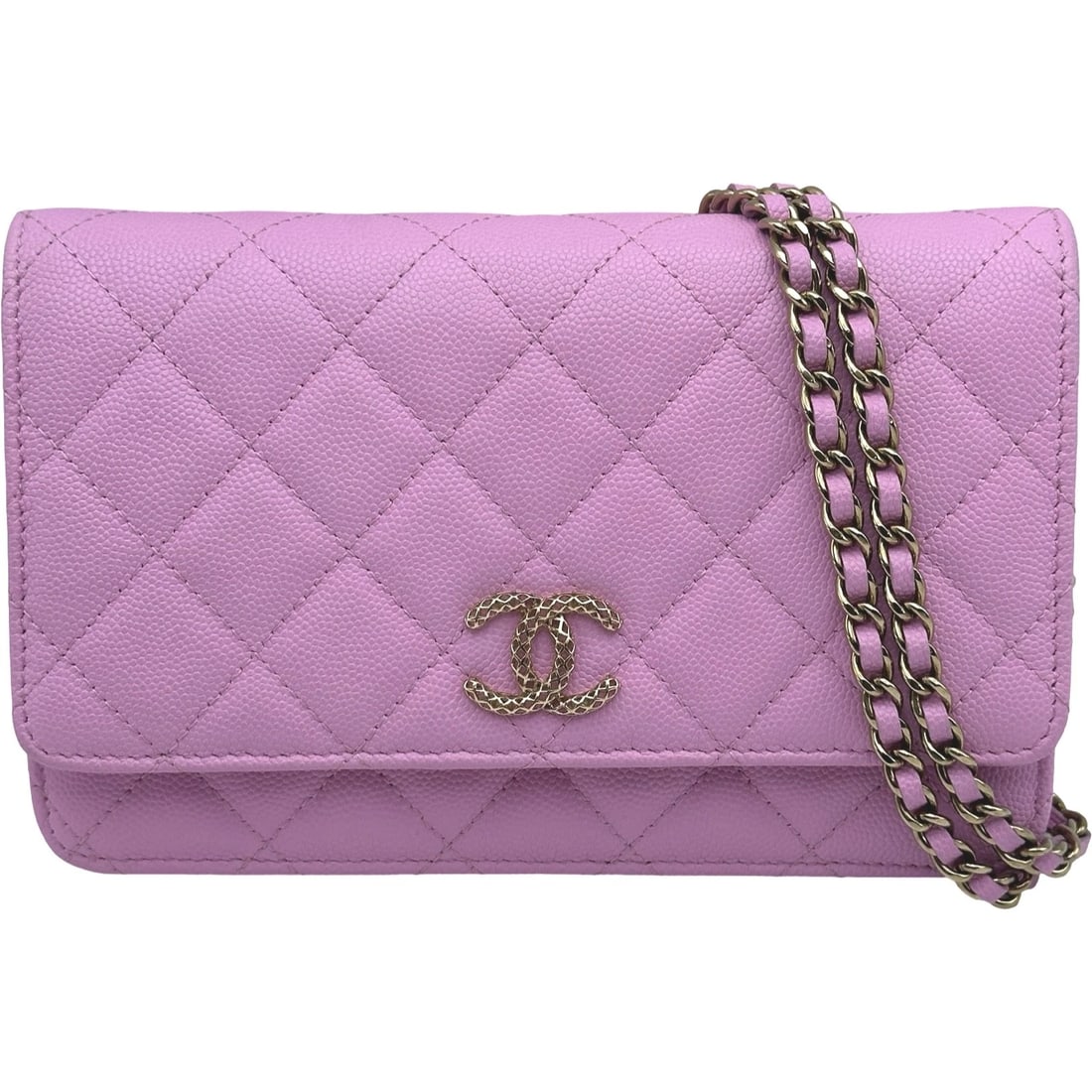 CHANEL MATRASSE CHAIN WALLET SHOULDER BAG: CHANEL Matrasse Chain Wallet Shoulder Bag Brand: CHANEL Type/Style: Shoulder Bag Material: caviar Color: Pink Gold Hardware Size: W7.5 x H4.7x D1.6inch Accessories: None Accessories Notice