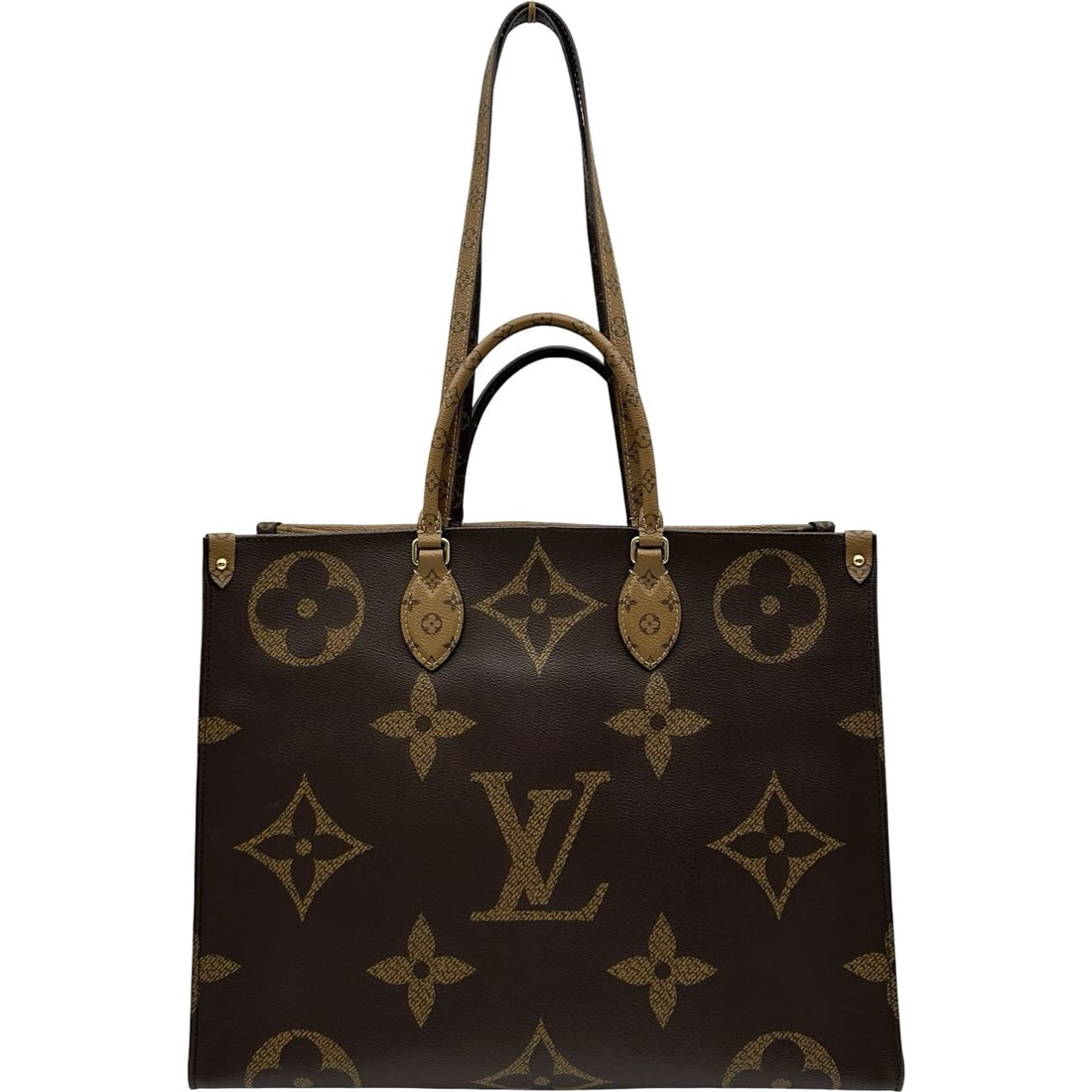 LOUIS VUITTON ON-THE-GO GM TOTE BAG: LOUIS VUITTON On-the-go GM Tote Bag Brand: LOUIS VUITTON Type/Style: Tote Bag Material: giant reverse Color: Brown Size: W15.7 x H12.6x D6.3inch Accessories: None Accessories Notice: When