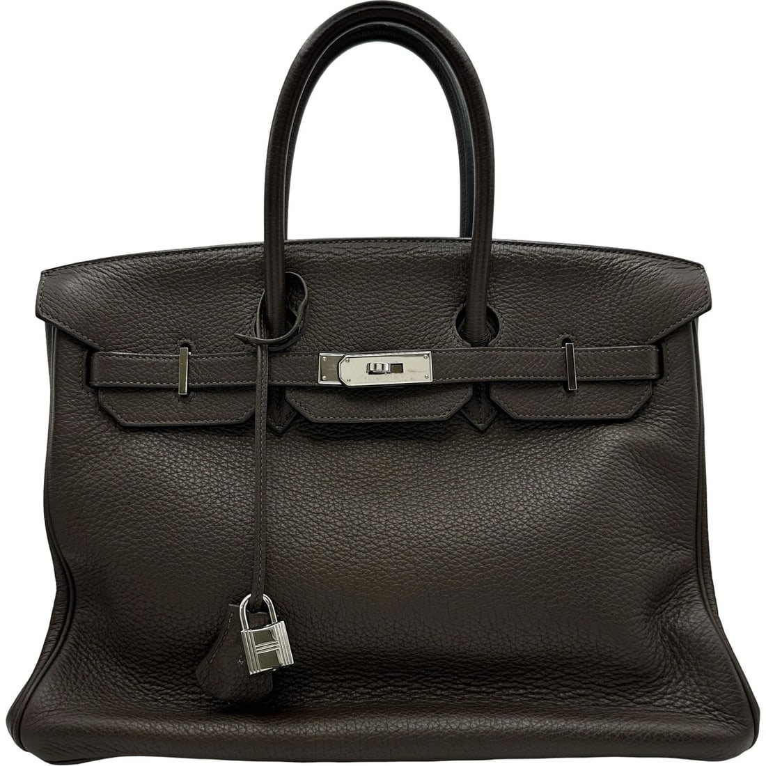 HERMES BIRKIN 35 HANDBAG: HERMES Birkin 35 Handbag Brand: HERMES Type/Style: Handbag Material: Taurillon Clemence Color: Evenne SilverHardware Size: W13.8 x H9.4x D7.3inch Accessories: None Accessories Notice: When purchasing