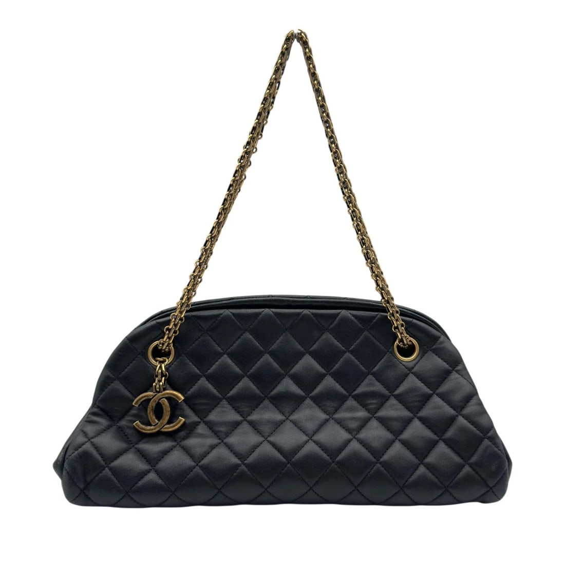 CHANEL MADEMOISELLE BORING BAG HANDBAG: CHANEL Mademoiselle boring bag Handbag Brand: CHANEL Type/Style: Handbag Material: lambskin Color: Black Gold Hardware Size: W12.2 x H6.7x D5.5inch Accessories: None Accessories Notice: Wh