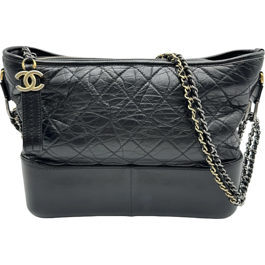 CHANEL GABRIELLE DE CHANEL HOBO SHOULDER BAG: CHANEL Gabrielle de Chanel Hobo Shoulder Bag Brand: CHANEL Type/Style: Shoulder Bag Material: Aged Calfskin Color: Gold Hardware Size: W10.6 x H8.3x D3.5inch Accessories: None Accessories Notice: