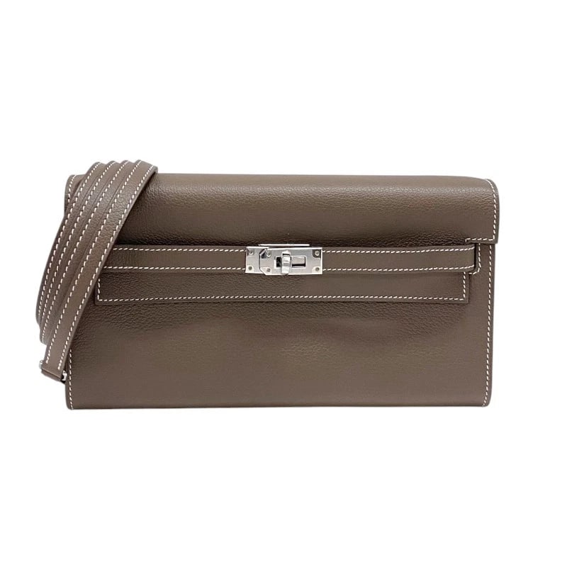 HERMES KELLY TO GO SHOULDER BAG: HERMES Kelly to go Shoulder Bag Brand: HERMES Type/Style: Shoulder Bag Material: Evercolor Color: Etop SilverHardware Size: W8.1 x H4.5x D1.0inch Accessories: None Accessories Notice: When purchasing