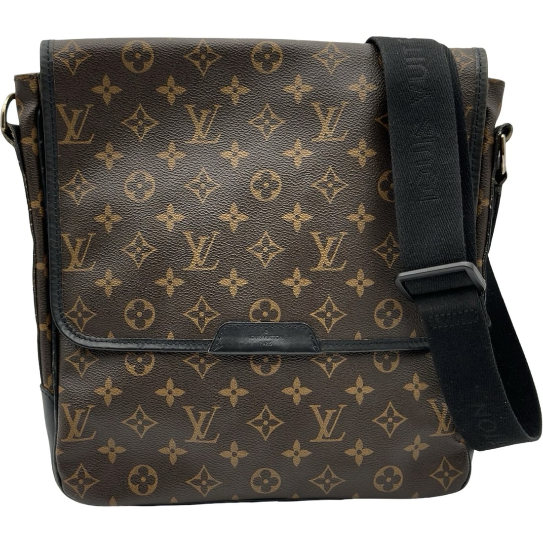 LOUIS VUITTON BUS MM SHOULDER BAG: LOUIS VUITTON Bus MM Shoulder Bag Brand: LOUIS VUITTON Type/Style: Shoulder Bag Material: Monogram Macacer Canvas Color: black Size: W10.6 x H11.8x D2.0inch Accessories: None Accessories Notice: When
