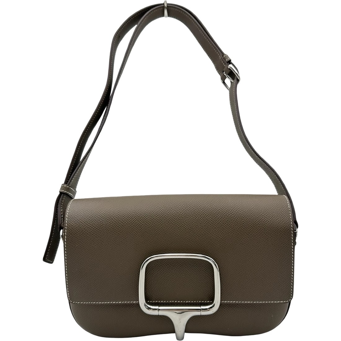 HERMES DELLA CAVALLERIA ELAN SHOULDER BAG: HERMES Della Cavalleria Elan Shoulder Bag Brand: HERMES Type/Style: Shoulder Bag Material: Epsom Color: Etop SilverHardware Size: W8.7 x H5.9x D2.4inch Accessories: None Accessories Notice: When