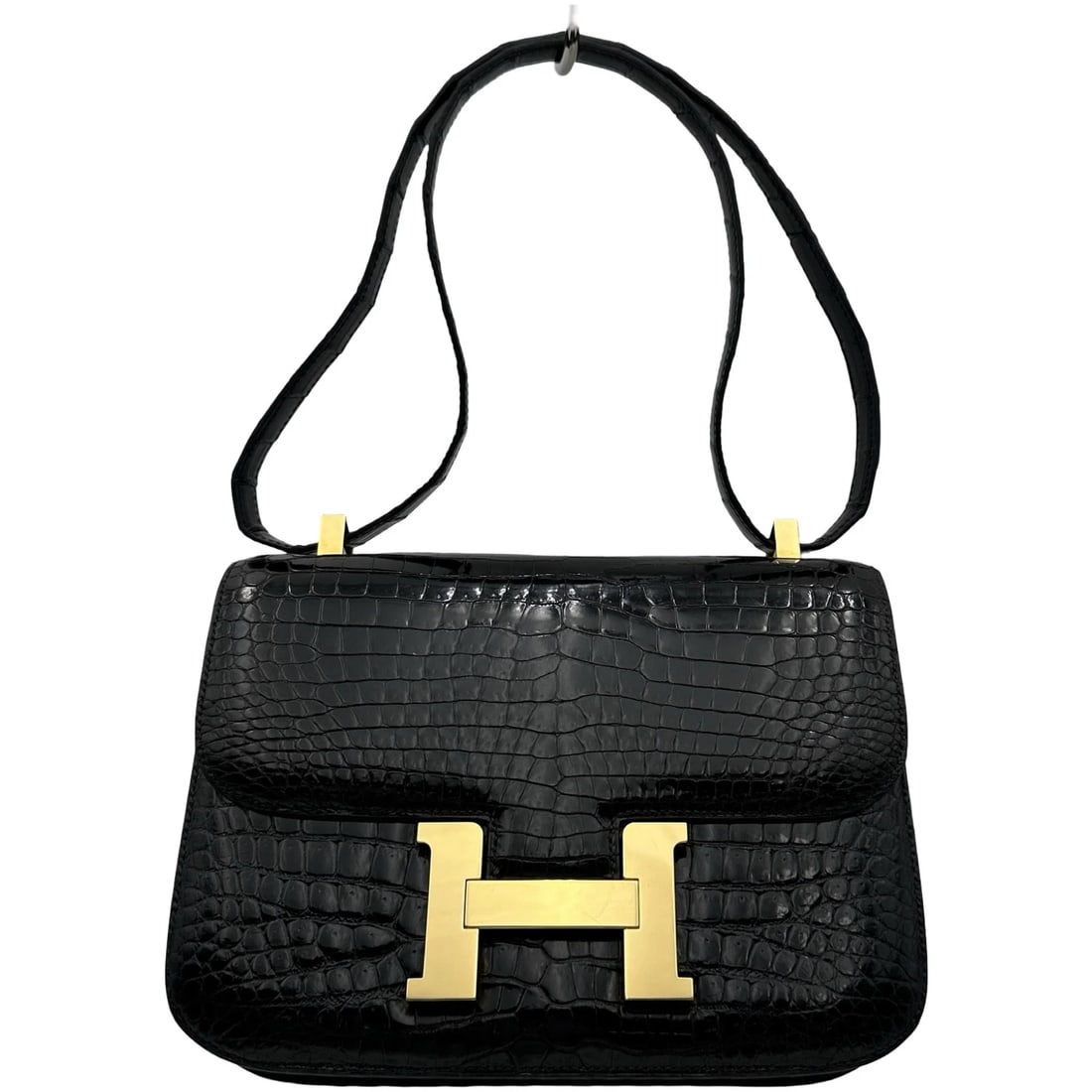 HERMES CONSTANCE 24 SHOULDER BAG: HERMES Constance 24 Shoulder Bag Brand: HERMES Type/Style: Shoulder Bag Material: Polosus Color: Black Gold Hardware Size: W9.1 x H7.1x D2.2inch Accessories: None Accessories Notice: When