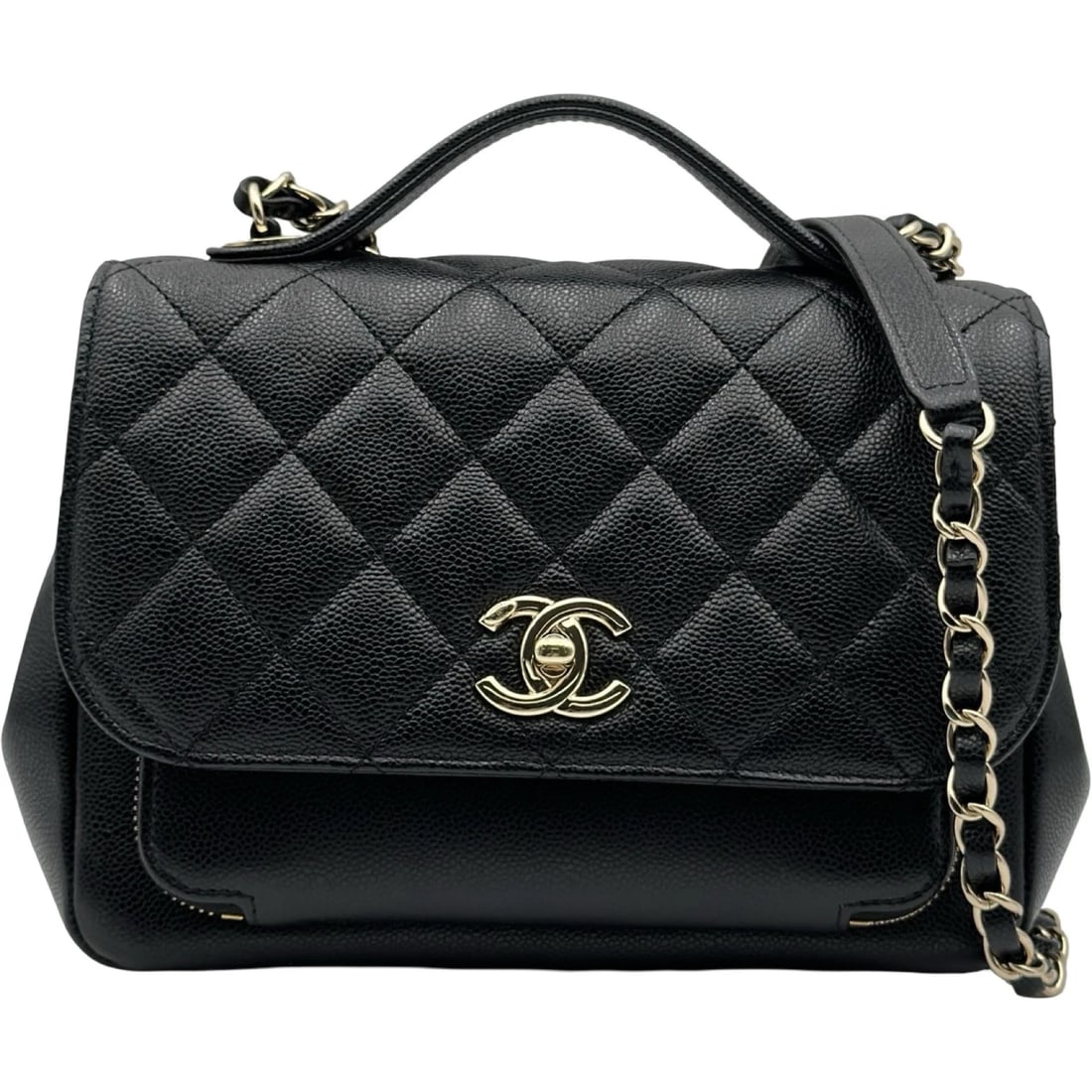 CHANEL BUSINESS AFFINITY SHOULDER BAG: CHANEL Business Affinity Shoulder Bag Brand: CHANEL Type/Style: Shoulder Bag Material: Caviar skin Color: Black Gold Hardware Size: W8.7 x H6.3x D3.1inch Accessories: None Accessories Noti