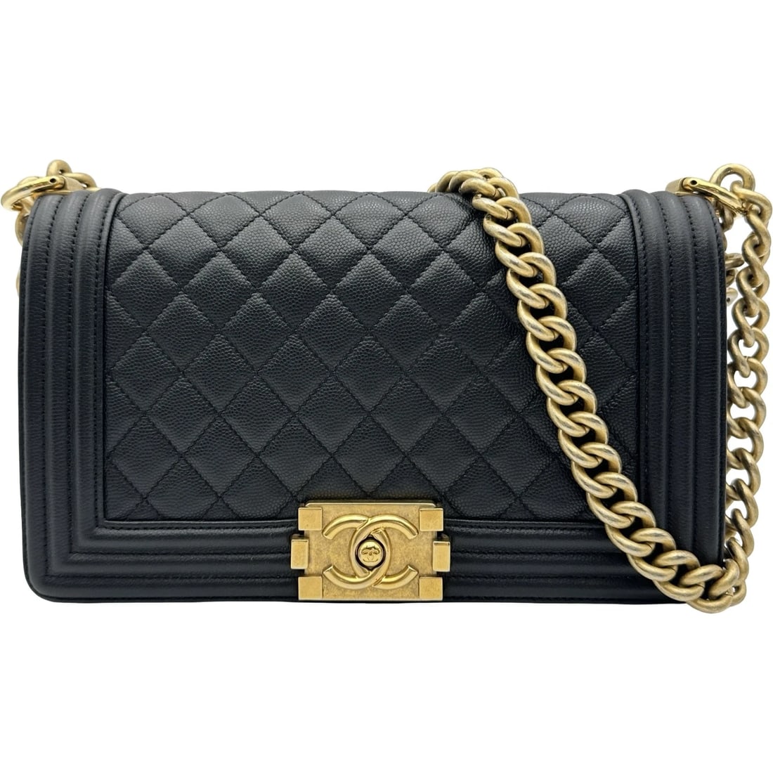 CHANEL BOY CHANEL 25 24SHOULDER BAG: CHANEL Boy Chanel 25 24Shoulder Bag Brand: CHANEL Type/Style: Shoulder Bag Material: Caviar skin Color: Black Gold Hardware Size: W9.8 x H5.9x D2.8inch Accessories: None Accessories Notice
