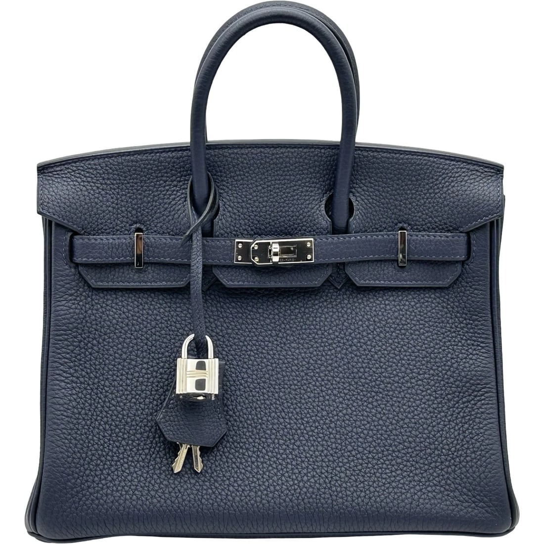 HERMES BIRKIN 25 HANDBAG: HERMES Birkin 25 Handbag Brand: HERMES Type/Style: Handbag Material: Togo Color: Bleu Nui SilverHardware Size: W9.8 x H7.9x D5.1inch Accessories: None Accessories Notice: When purchasing p