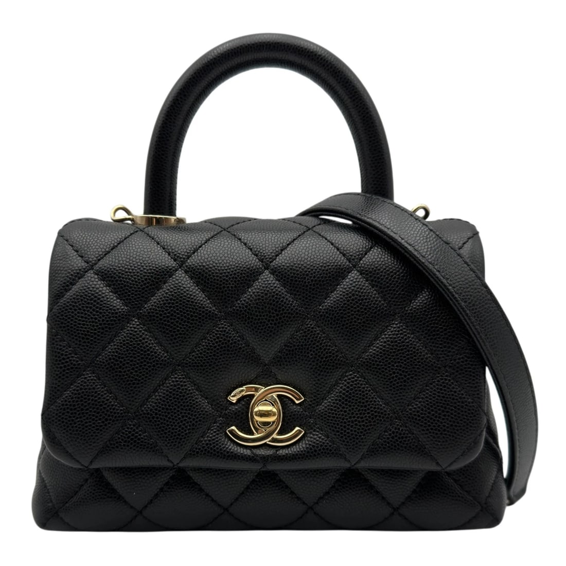 CHANEL COCO HANDLE 31HANDBAG: CHANEL Coco handle 31Handbag Brand: CHANEL Type/Style: Handbag Material: Caviar skin Color: Black Gold Hardware Size: W7.1 x H4.9x D3.1inch Accessories: None Accessories Notice: When purch