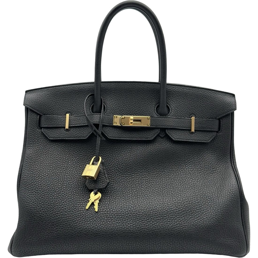 HERMES BIRKIN 35 HANDBAG: HERMES Birkin 35 Handbag Brand: HERMES Type/Style: Handbag Material: Togo Color: Black Gold Hardware Size: W13.8 x H11.0x D7.1inch Accessories: None Accessories Notice: When purchasing pre-owned