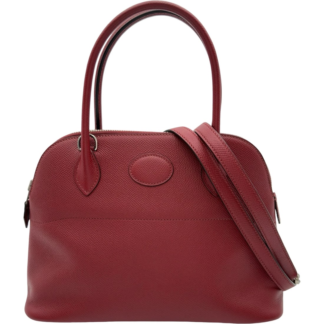 HERMES BORED 27 HANDBAG: HERMES Bored 27 Handbag Brand: HERMES Type/Style: Handbag Material: Epsom Color: Rouge Ash SilverHardware Size: W10.6 x H7.3x D3.5inch Accessories: None Accessories Notice: When purchasing pre-owned