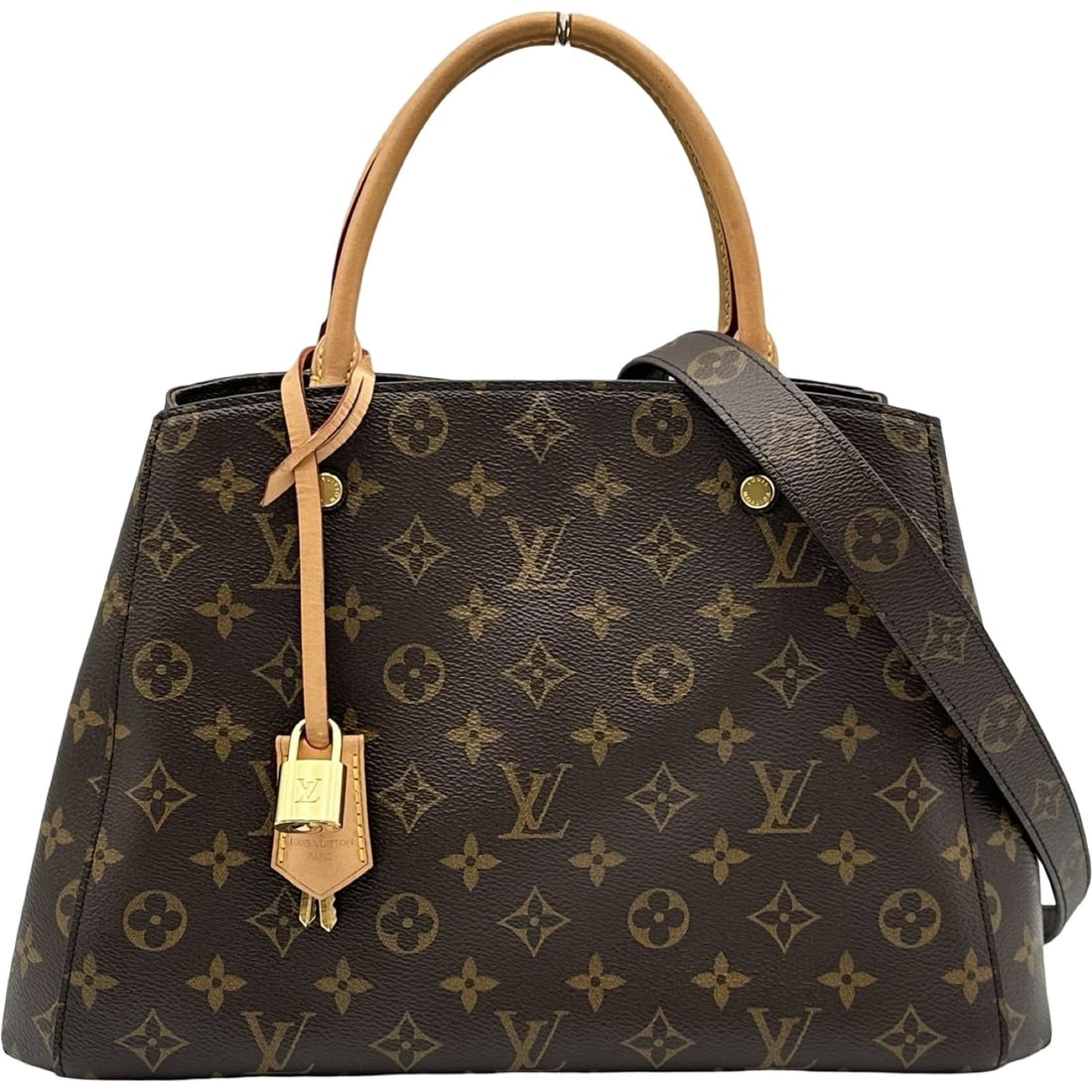 LOUIS VUITTON MONTAIGNE MM SHOULDER BAG: LOUIS VUITTON Montaigne MM Shoulder Bag Brand: LOUIS VUITTON Type/Style: Shoulder Bag Material: Monogram canvas Color: Brown Size: W13.8 x H9.4x D5.9inch Accessories: None Accessories Noti
