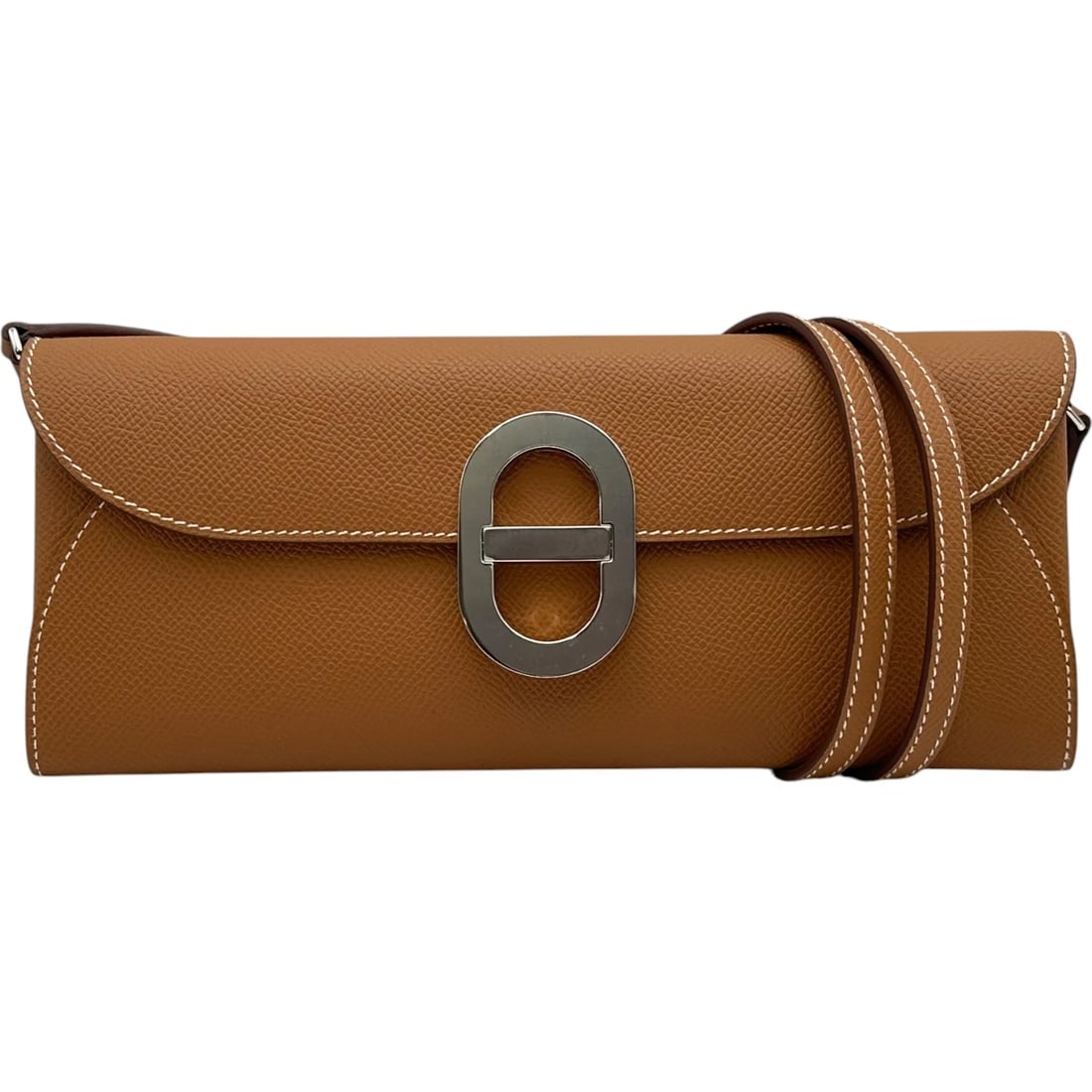 HERMES MAILLON TO GO SHOULDER BAG: HERMES Maillon to Go Shoulder Bag Brand: HERMES Type/Style: Shoulder Bag Material: Epsom Color: Gold Hardware Silver Hardware Size: W9.4 x H3.9x D1.2inch Accessories: None Accessories Noti