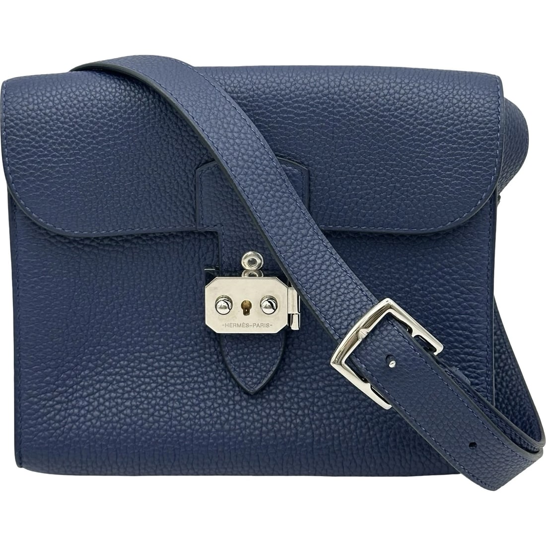 HERMES SAC ADEPESH 21 SHOULDER BAG: HERMES Sac Adepesh 21 Shoulder Bag Brand: HERMES Type/Style: Shoulder Bag Material: Togo Color: Blue Saphir SilverHardware Size: W8.1 x H7.3x D1.2inch Accessories: None Accessories Notice: When