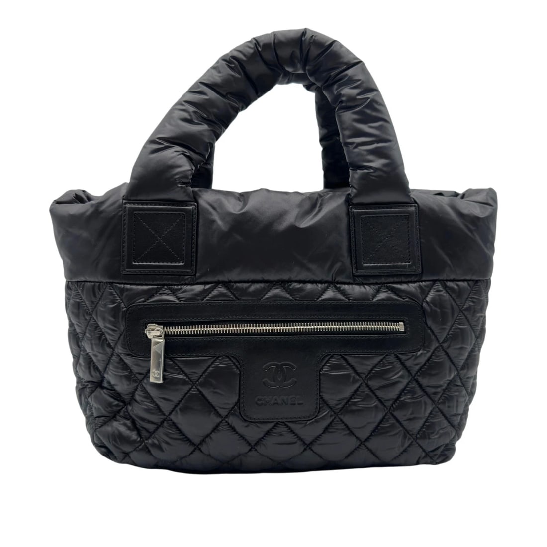 CHANEL COCO COCOON TOTE PM HANDBAG: CHANEL Coco Cocoon Tote PM Handbag Brand: CHANEL Type/Style: Handbag Material: Nylon Color: black Size: W11.4 x H9.8x D5.9inch Accessories: None Accessories Notice: When purchasing pre-own