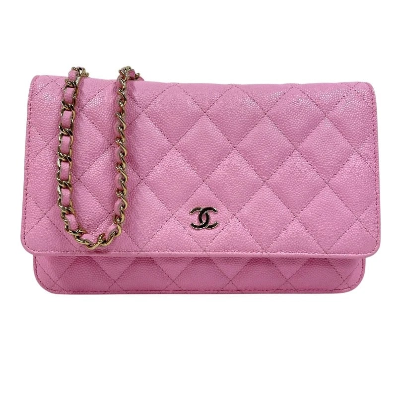 CHANEL MATRASSE CHAIN WALLET SHOULDER BAG: CHANEL Matrasse Chain Wallet Shoulder Bag Brand: CHANEL Type/Style: Shoulder Bag Material: Caviar skin Color: Gold Hardware Size: W7.7 x H4.9x D1.6inch Accessories: None Accessories Notice