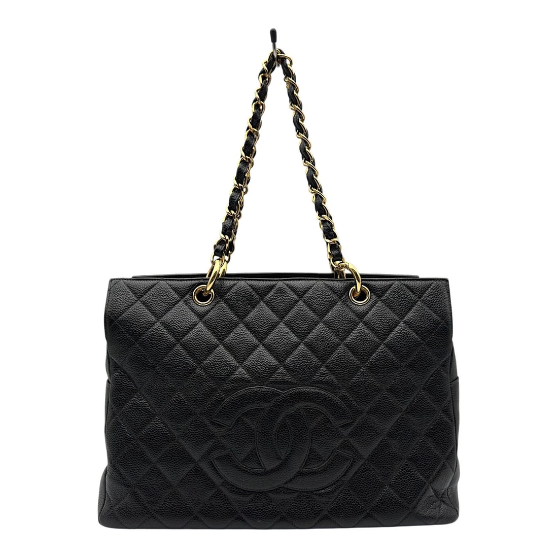 CHANEL GTTCHAINTOTE BAG: CHANEL GTTChainTote Bag Brand: CHANEL Type/Style: Tote Bag Material: Caviar skin Color: Black Gold Hardware Size: W12.8 x H9.3x D6.3inch Accessories: None Accessories Notice: When purchasi