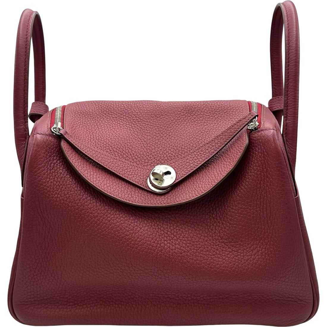 HERMES LINDY 30 SHOULDER BAG: HERMES Lindy 30 Shoulder Bag Brand: HERMES Type/Style: Shoulder Bag Material: Taurillon Clemence Color: Ruby SilverHardware Size: W11.6 x H7.7x D5.9inch Accessories: None Accessories Notic