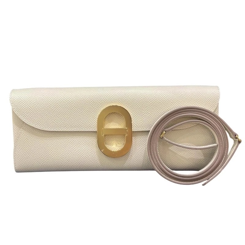 HERMES MAILLON TO GO SHOULDER BAG: HERMES Maillon to Go Shoulder Bag Brand: HERMES Type/Style: Shoulder Bag Material: Epsom Color: Kure Gold Hardware Size: W9.3 x H3.9x D1.0inch Accessories: None Accessories Notice: When pu