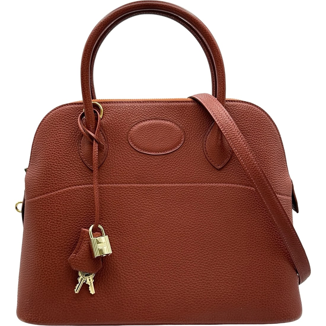 HERMES BORED 31 SHOULDER BAG: HERMES Bored 31 Shoulder Bag Brand: HERMES Type/Style: Shoulder Bag Material: Togo Color: Gold Hardware Size: W12.2 x H9.1x D4.7inch Accessories: None Accessories Notice: When purchasing pre-owned