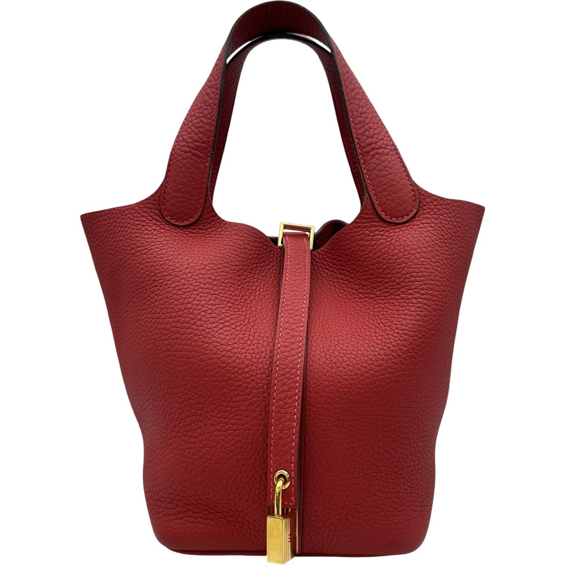 HERMES PICOTAN LOCK PM HANDBAG: HERMES Picotan Lock PM Handbag Brand: HERMES Type/Style: Handbag Material: Taurillon Clemence Color: Rouge Kazak Gold Hardware Size: W8.7 x H7.3x D5.1inch Accessories: None Accessories Not