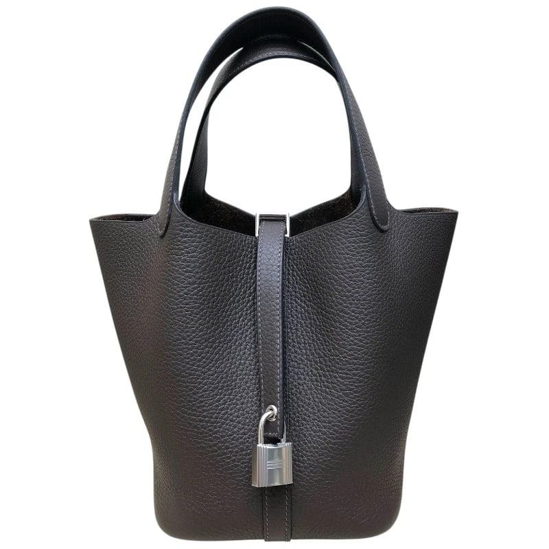 HERMES PICOTAN LOCK PM HANDBAG: HERMES Picotan Lock PM Handbag Brand: HERMES Type/Style: Handbag Material: Taurillon Clemence Color: Evenne SilverHardware Size: W7.1 x H7.1x D5.1inch Accessories: None Accessories Notice: