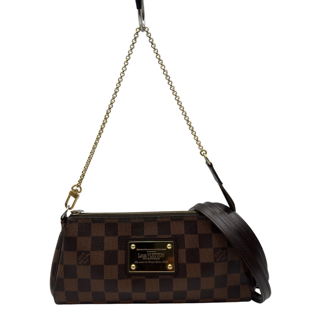 LOUIS VUITTON EVA HANDBAG: LOUIS VUITTON Eva Handbag Brand: LOUIS VUITTON Type/Style: Handbag Material: Damier/Leather Color: Brown Size: W9.4 x H5.1x D1.4inch Accessories: None Accessories Notice: When purchasing pre-owned