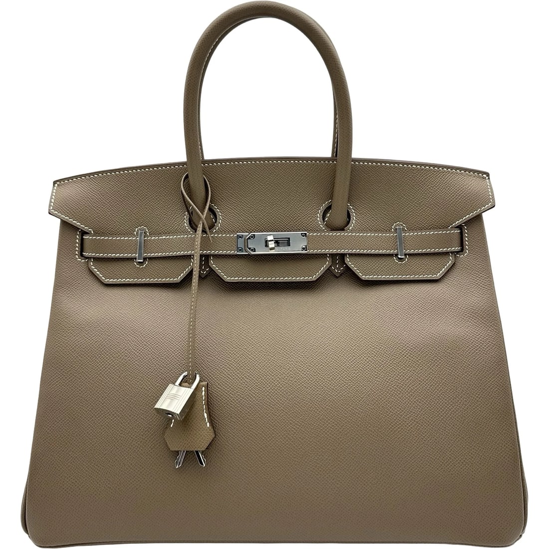 HERMES BIRKIN 35 HANDBAG: HERMES Birkin 35 Handbag Brand: HERMES Type/Style: Handbag Material: Epsom Color: Etop SilverHardware Size: W13.6 x H11.4x D7.3inch Accessories: None Accessories Notice: When purchasing pr