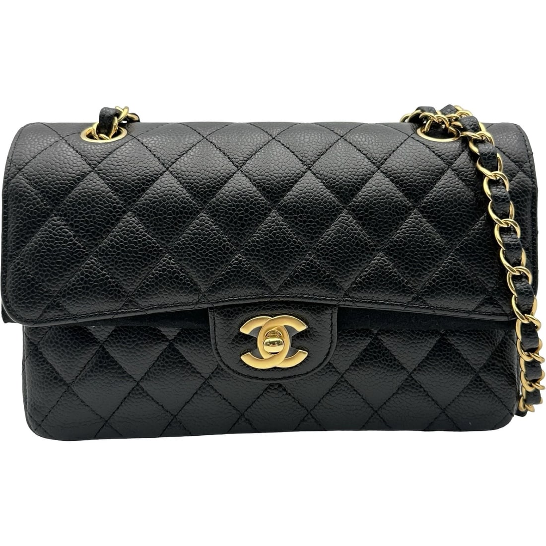 CHANEL MATRASSE 23 SHOULDER BAG: CHANEL Matrasse 23 Shoulder Bag Brand: CHANEL Type/Style: Shoulder Bag Material: Caviar skin Color: Black Gold Hardware Size: W9.1 x H5.9x D2.4inch Accessories: None Accessories Notice: When
