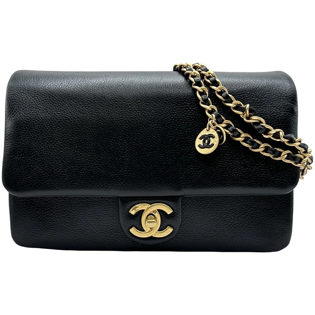 CHANEL COCO MARK SINGLE FLAP CHAIN SHOULDER BAG: CHANEL COCO Mark Single Flap Chain Shoulder Bag Brand: CHANEL Type/Style: Shoulder Bag Material: Calfskin Color: black Size: W9.1 x H5.9x D2.2inch Accessories: None Accessories Notice: When