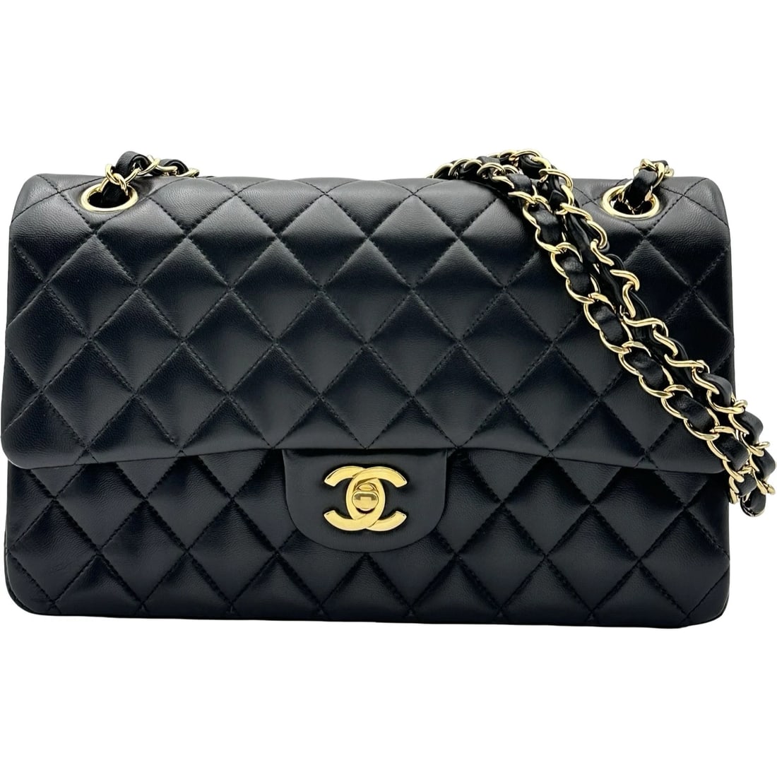 CHANEL MATRASSE 25 SHOULDER BAG: CHANEL Matrasse 25 Shoulder Bag Brand: CHANEL Type/Style: Shoulder Bag Material: lambskin Color: Black Gold Hardware Size: W9.8 x H6.1x D2.6inch Accessories: None Accessories Notice: When
