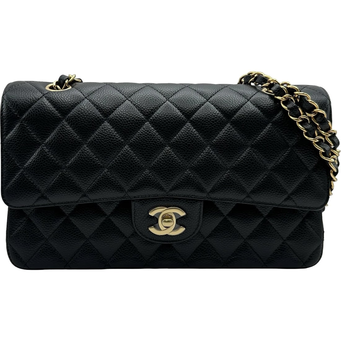 CHANEL MATRASSE 25 SHOULDER BAG: CHANEL Matrasse 25 Shoulder Bag Brand: CHANEL Type/Style: Shoulder Bag Material: Caviar skin Color: Black Gold Hardware Size: W10.0 x H6.1x D2.6inch Accessories: None Accessories Notice: W