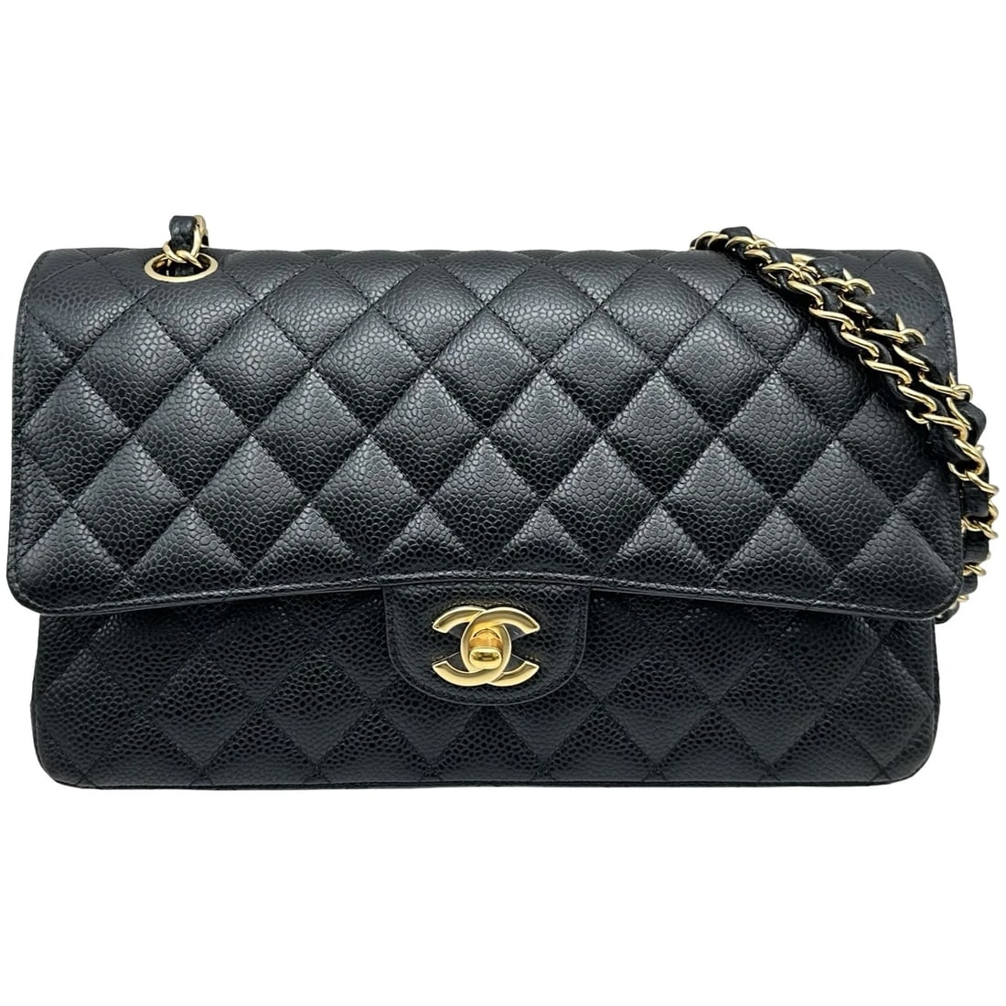 CHANEL MATRASSE 25 SHOULDER BAG: CHANEL Matrasse 25 Shoulder Bag Brand: CHANEL Type/Style: Shoulder Bag Material: Caviar skin Color: Black Gold Hardware Size: W9.8 x H6.1x D2.4inch Accessories: None Accessories Notice: Wh