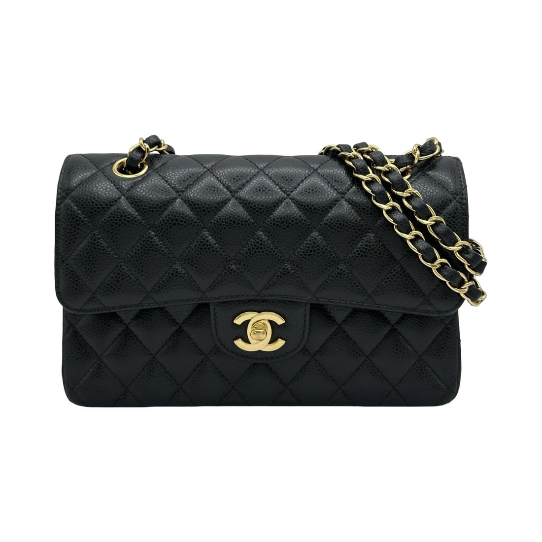CHANEL MATRASSE 23 SHOULDER BAG: CHANEL Matrasse 23 Shoulder Bag Brand: CHANEL Type/Style: Shoulder Bag Material: Caviar skin Color: Gold Hardware Size: W9.1 x H5.9x D2.4inch Accessories: None Accessories Notice: When purchasing