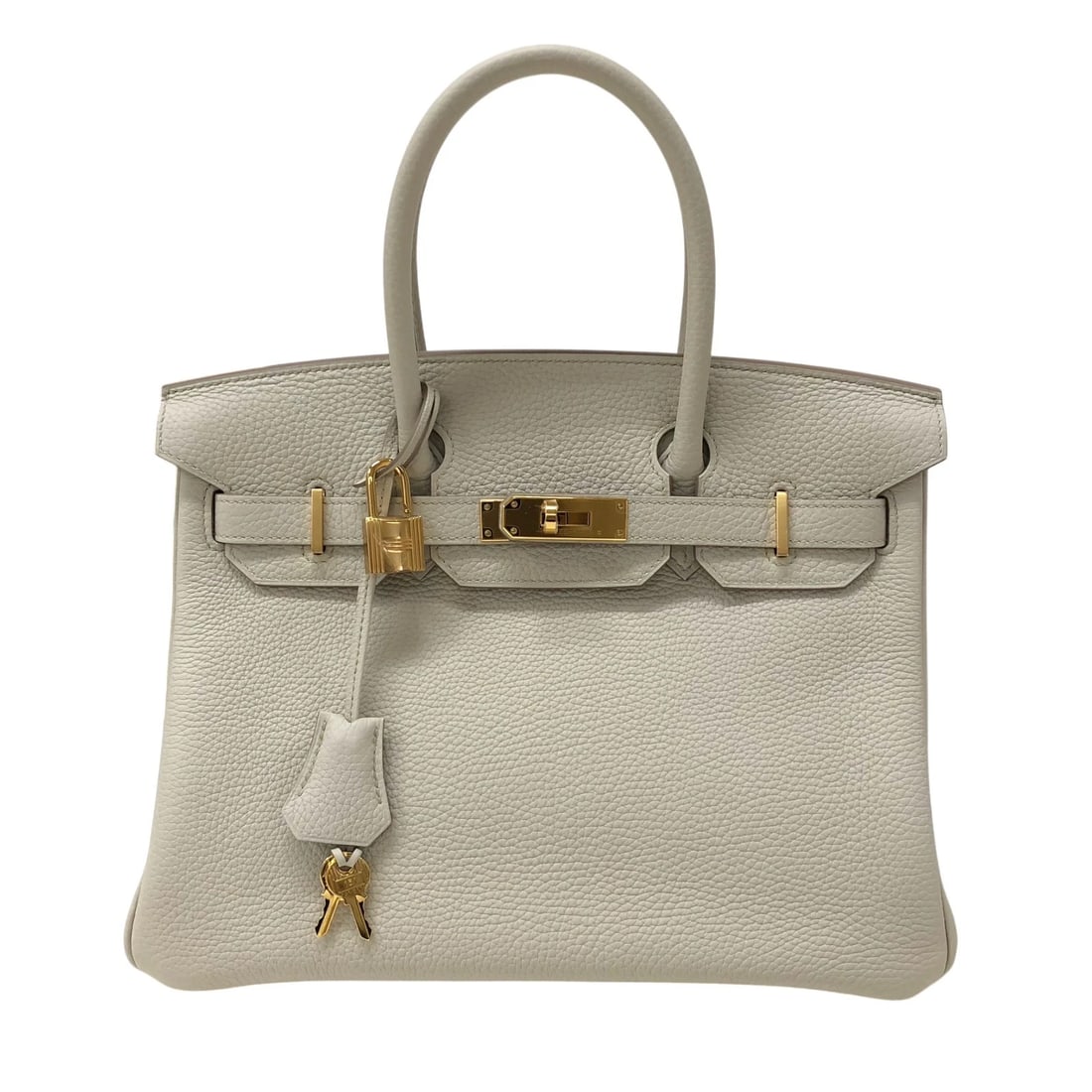 HERMES BIRKIN 30 HANDBAG: HERMES Birkin 30 Handbag Brand: HERMES Type/Style: Handbag Material: Togo Color: Beton Gold Hardware Size: W11.4 x H9.3x D5.7inch Accessories: None Accessories Notice: When purchasing pre-owned