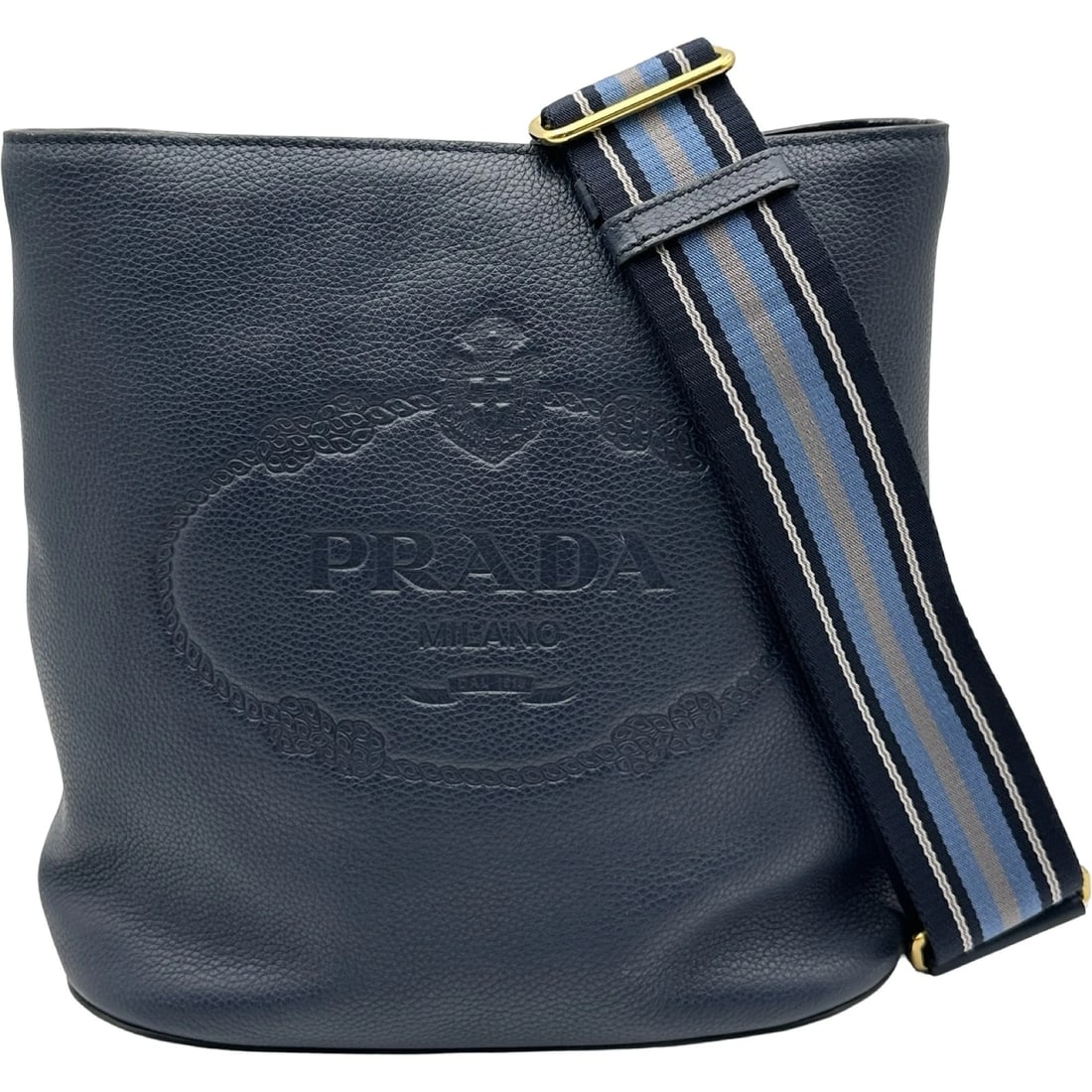 PRADA LOGOSHOULDER SHOULDER BAG: PRADA LogoShoulder Shoulder Bag Brand: PRADA Type/Style: Shoulder Bag Material: leather Color: blue Size: W10.2 x H10.2x D5.5inch Accessories: None Accessories Notice: When purchasing pre-owned