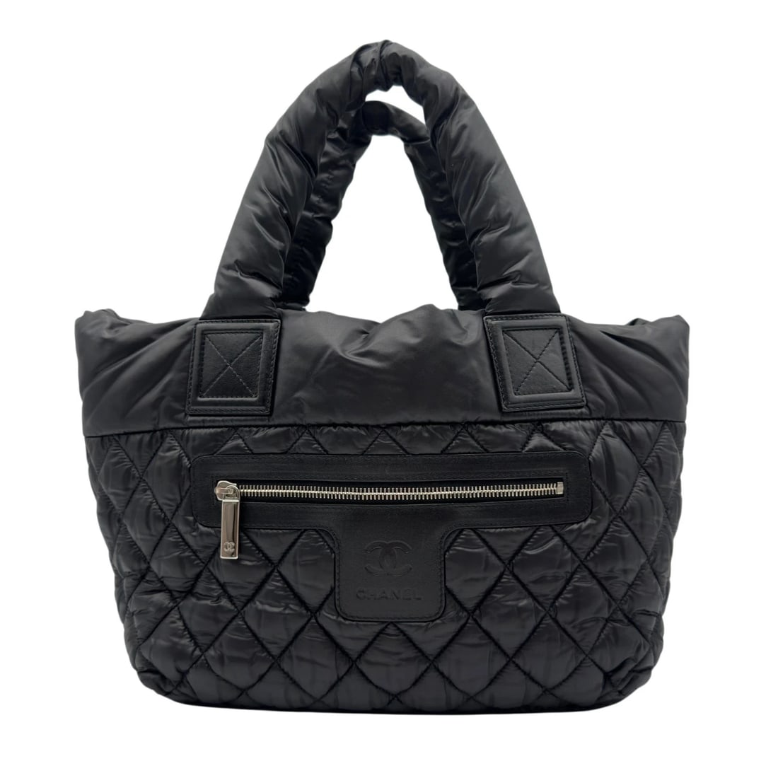 CHANEL COCO COCOON TOTE PM HANDBAG: CHANEL Coco Cocoon Tote PM Handbag Brand: CHANEL Type/Style: Handbag Material: Nylon Color: black Size: W11.4 x H9.8x D5.9inch Accessories: None Accessories Notice: When purchasing pre-owned goods,