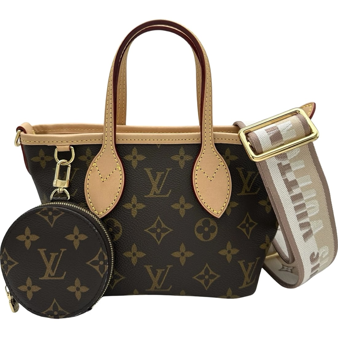 LOUIS VUITTON NEVERFULL BB TOTE BAG: LOUIS VUITTON Neverfull BB Tote Bag Brand: LOUIS VUITTON Type/Style: Tote Bag Material: Monogram canvas Color: Brown Size: W6.7 x H5.7x D3.5inch Accessories: None Accessories Notice: When purchasing