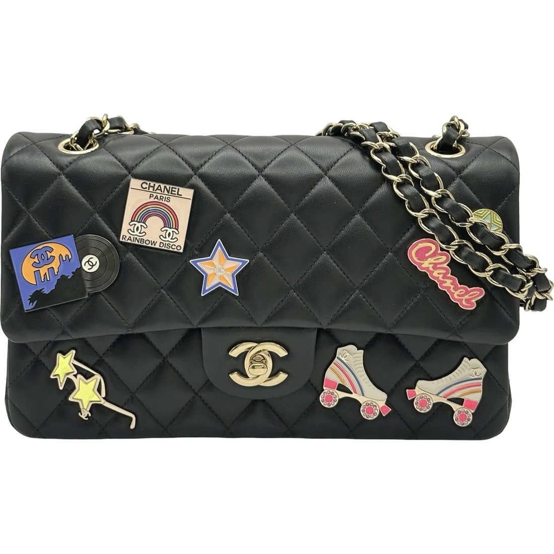 CHANEL MATRASSE 25 SHOULDER BAG: CHANEL Matrasse 25 Shoulder Bag Brand: CHANEL Type/Style: Shoulder Bag Material: lambskin Color: Gold Hardware Size: W9.8 x H6.1x D2.6inch Accessories: None Accessories Notice: When purchasing