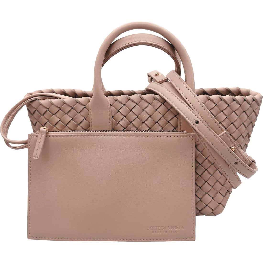 BOTTEGA VENETA MINI HIPPO SHOULDER BAG: BOTTEGA VENETA mini hippo Shoulder Bag Brand: BOTTEGA VENETA Type/Style: Shoulder Bag Material: leather Color: Pink Gold Hardware Size: W11.0 x H5.7x D4.7inch Accessories: None Accessories