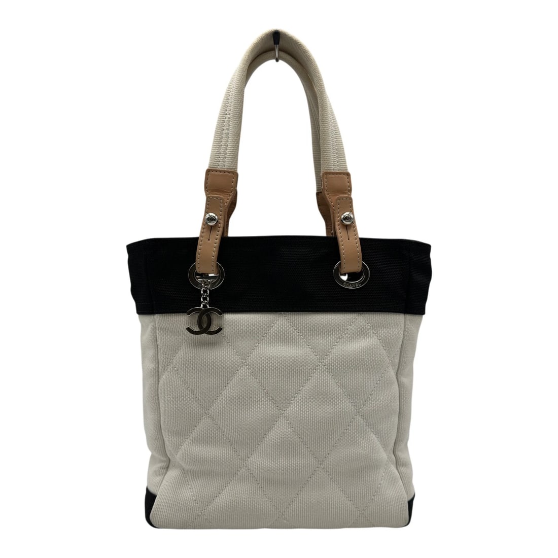 CHANEL PARIS BIARRITZ TOTE PM TOTE BAG: CHANEL Paris Biarritz Tote PM Tote Bag Brand: CHANEL Type/Style: Tote Bag Material: Canvas / leather Color: black Size: W9.3 x H10.6x D3.9inch Accessories: None Accessories Notice: When pu