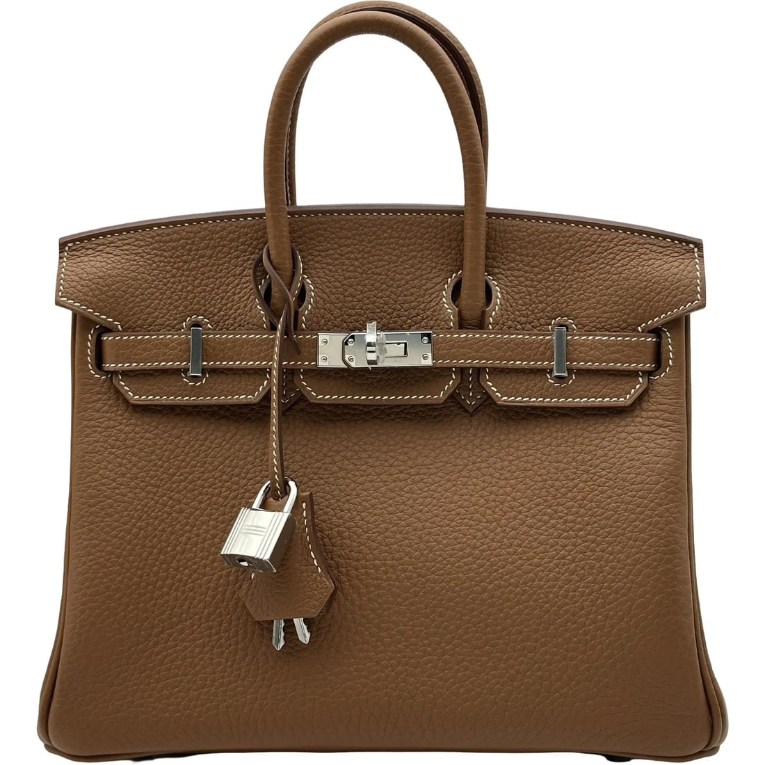 HERMES BIRKIN 25 HANDBAG: HERMES Birkin 25 Handbag Brand: HERMES Type/Style: Handbag Material: Togo Color: Gold SilverHardware Size: W9.6 x H7.9x D5.1inch Accessories: None Accessories Notice: When purchasing pre-owned goods,