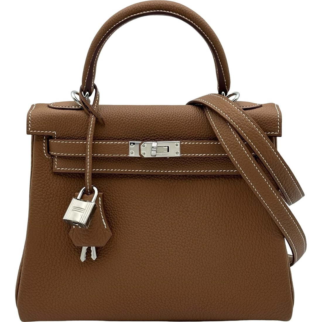 HERMES KELLY 25 INNER STITCH SHOULDER BAG: HERMES Kelly 25 inner stitch Shoulder Bag Brand: HERMES Type/Style: Shoulder Bag Material: Togo Color: Gold SilverHardware Size: W9.1 x H7.5x D3.3inch Accessories: None Accessories Notice: When