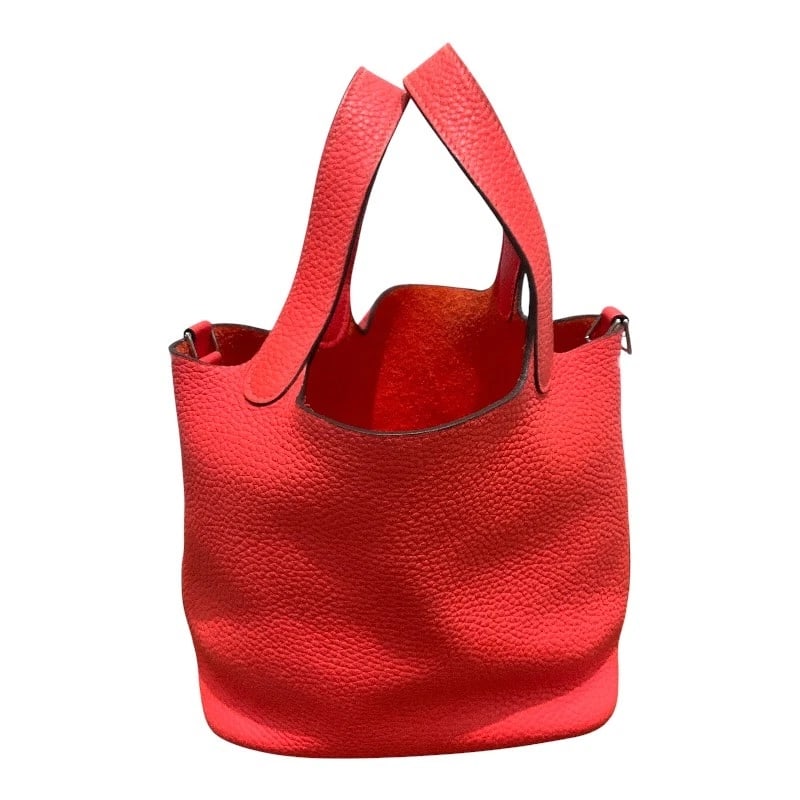 HERMES PICOTAN LOCK PM HANDBAG: HERMES Picotan Lock PM Handbag Brand: HERMES Type/Style: Handbag Material: Taurillon Clemence Color: Rose texas Size: W7.1 x H7.1x D5.1inch Accessories: None Accessories Notice: When purchasing