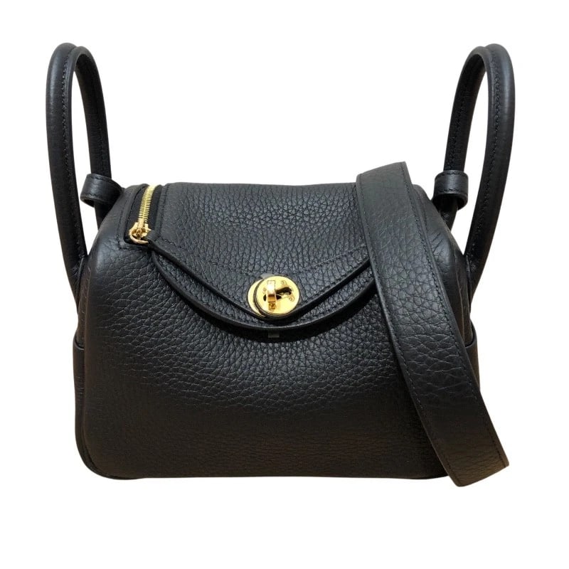 HERMES LINDY MINI SHOULDER BAG: HERMES Lindy mini Shoulder Bag Brand: HERMES Type/Style: Shoulder Bag Material: Taurillon Clemence Color: Black x Gold Hardware Size: W7.9 x H5.1x D3.9inch Accessories: None Accessories Notice: When