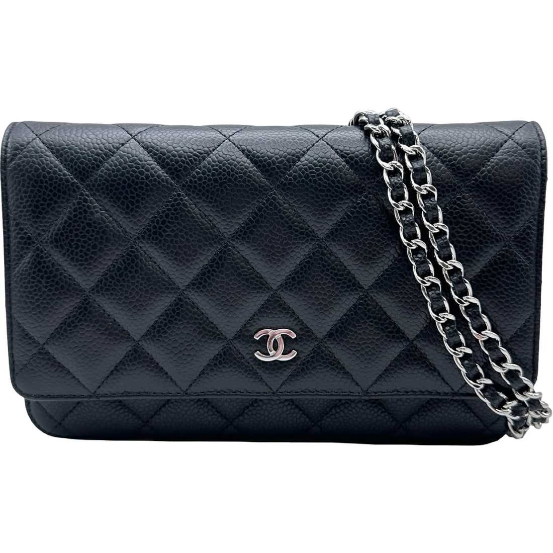 CHANEL MATRASSE CHAIN WALLET SHOULDER BAG: CHANEL Matrasse Chain Wallet Shoulder Bag Brand: CHANEL Type/Style: Shoulder Bag Material: Caviar skin Color: Black SilverHardware Size: W7.5 x H4.9x D1.2inch Accessories: None Accessories