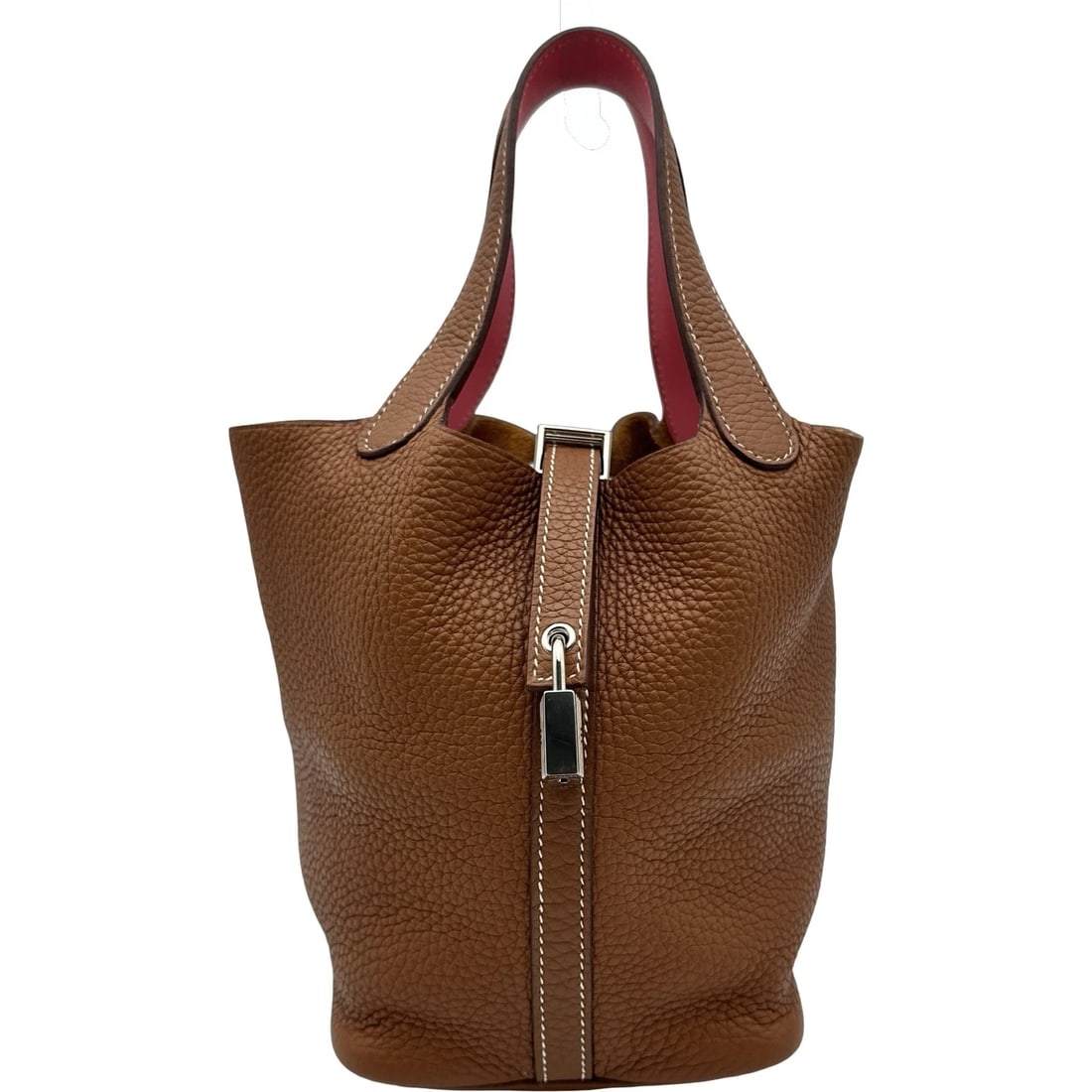 HERMES PICOTAN LOCK PM ECLAT HANDBAG: HERMES Picotan Lock PM Eclat Handbag Brand: HERMES Type/Style: Handbag Material: Taurillon Clemence / Swift Color: Rose Azare SilverHardware Size: W7.1 x H7.5x D5.1inch Accessories: None A