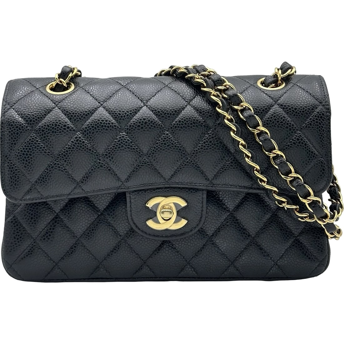 CHANEL MATRASSE 23 SHOULDER BAG: CHANEL Matrasse 23 Shoulder Bag Brand: CHANEL Type/Style: Shoulder Bag Material: Caviar skin Color: Black Gold Hardware Size: W9.1 x H5.9x D2.4inch Accessories: None Accessories Notice: Wh